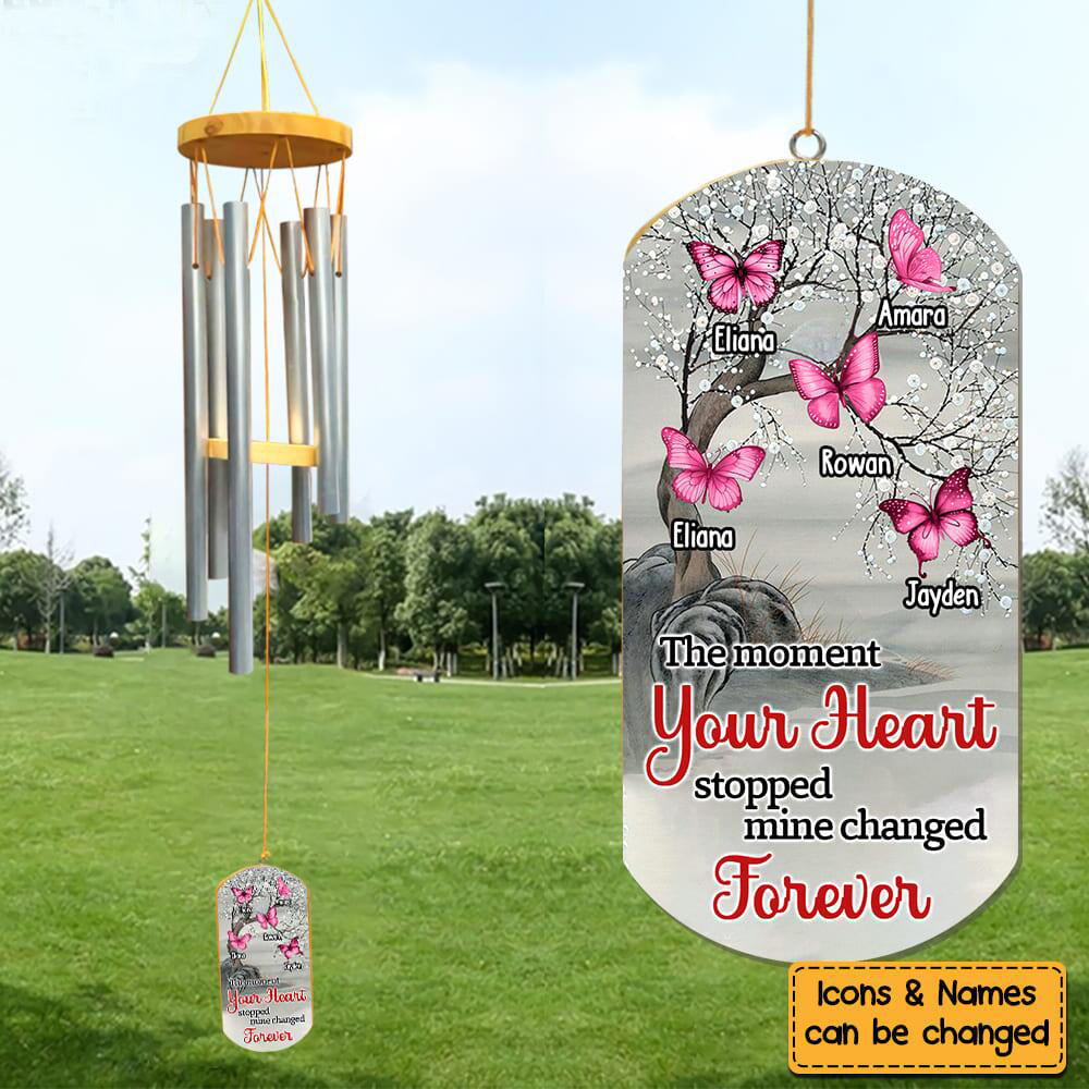 Memorial Gift The Moment Your Heart Stopped Mine Changed Forever Wind Chime