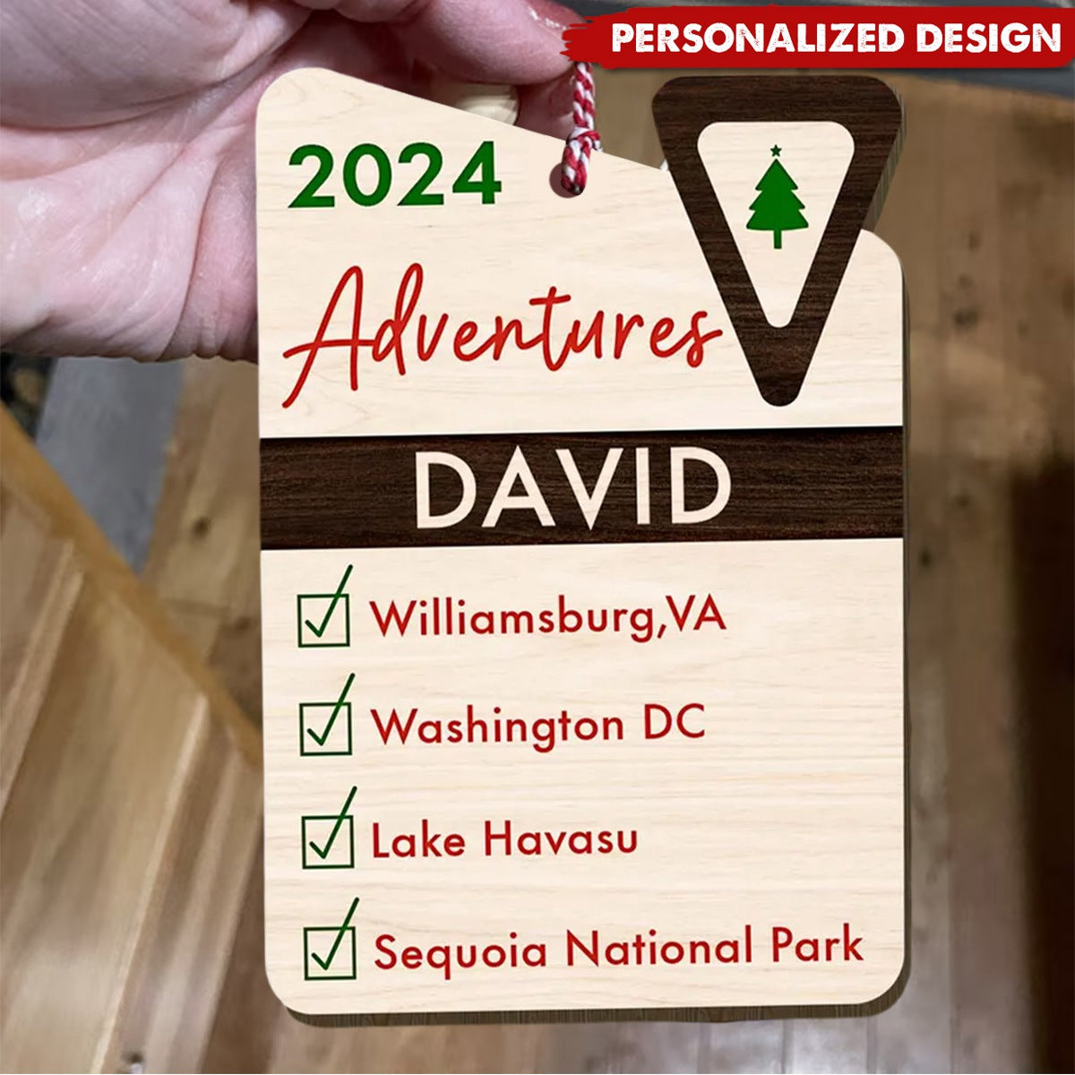 Personalized Adventure List Christmas Ornament, Travel Ornament, National Park Ornament