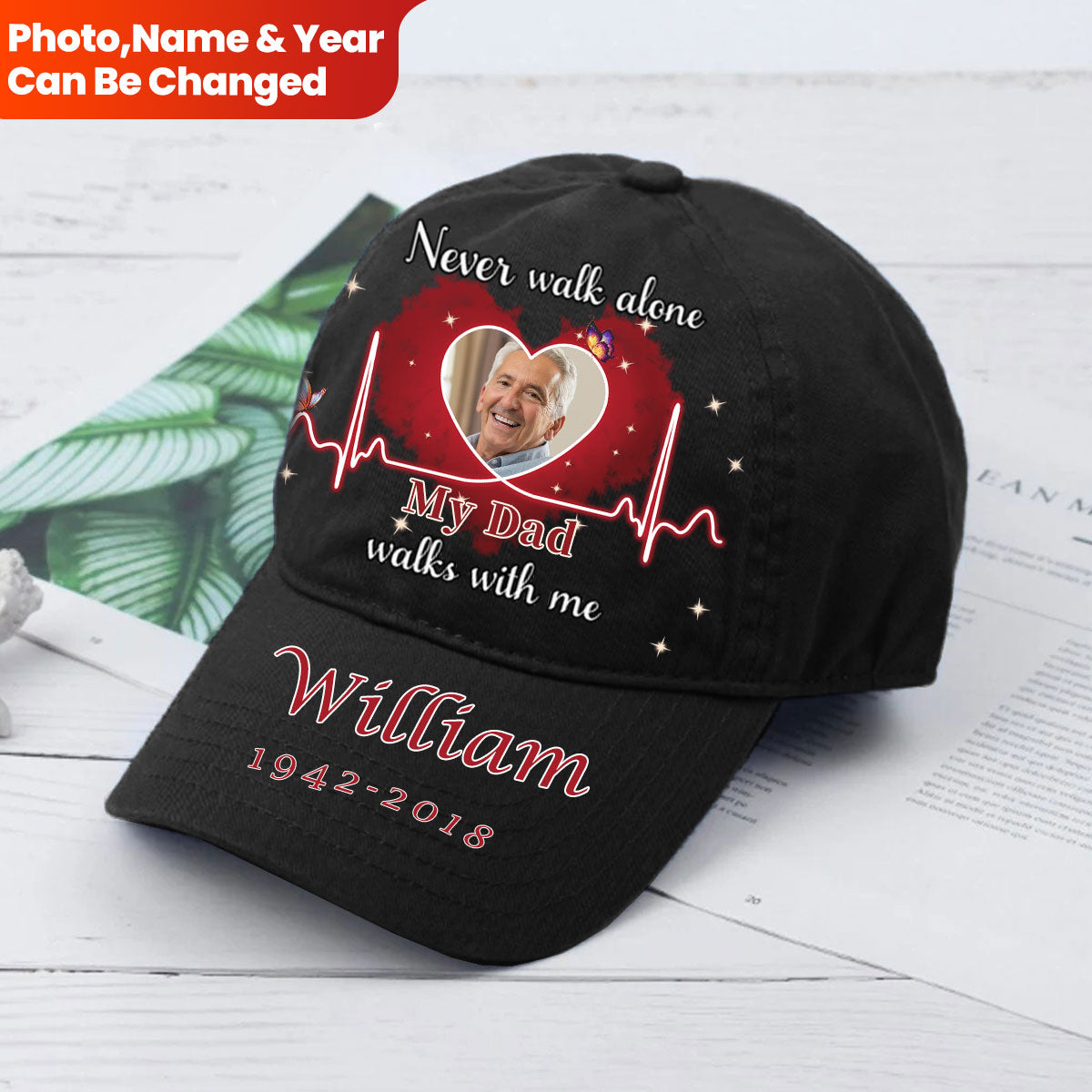 Never Walk Alone MY MOM DAD Walks With Me Personalized Classic Cap