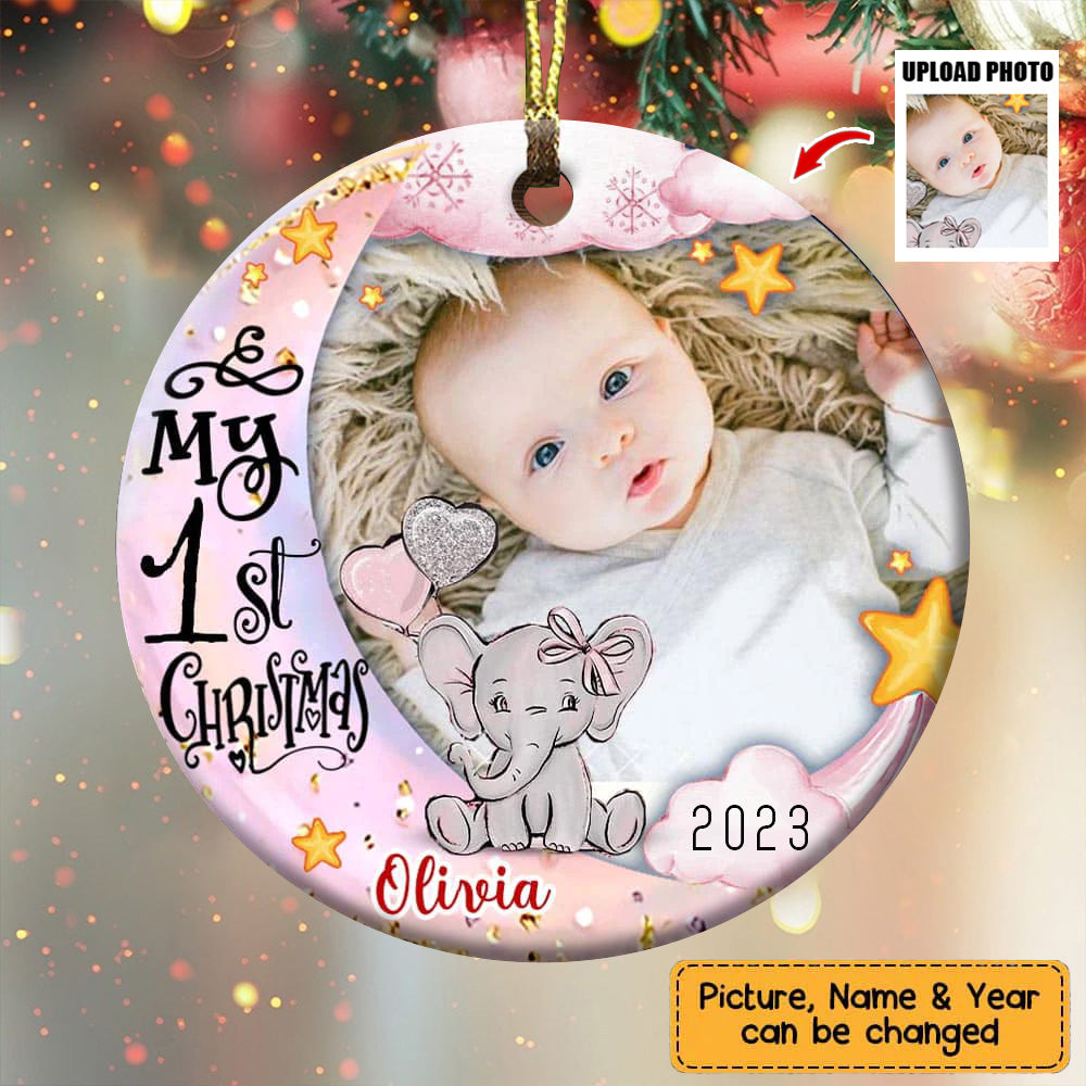 Ceramic baby's first christmas sales ornament