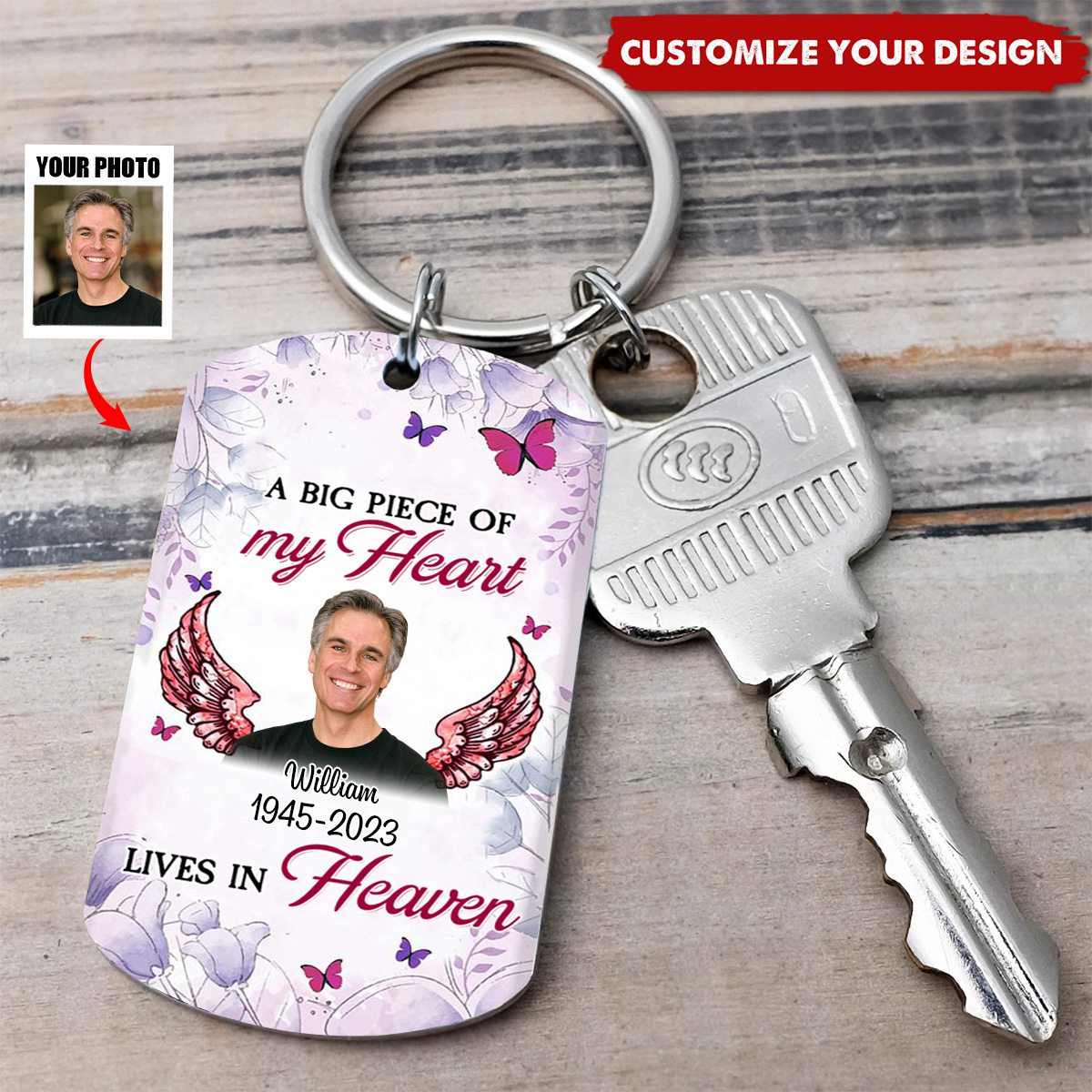 Memorial Upload Photo Personalized Aluminum Keychain