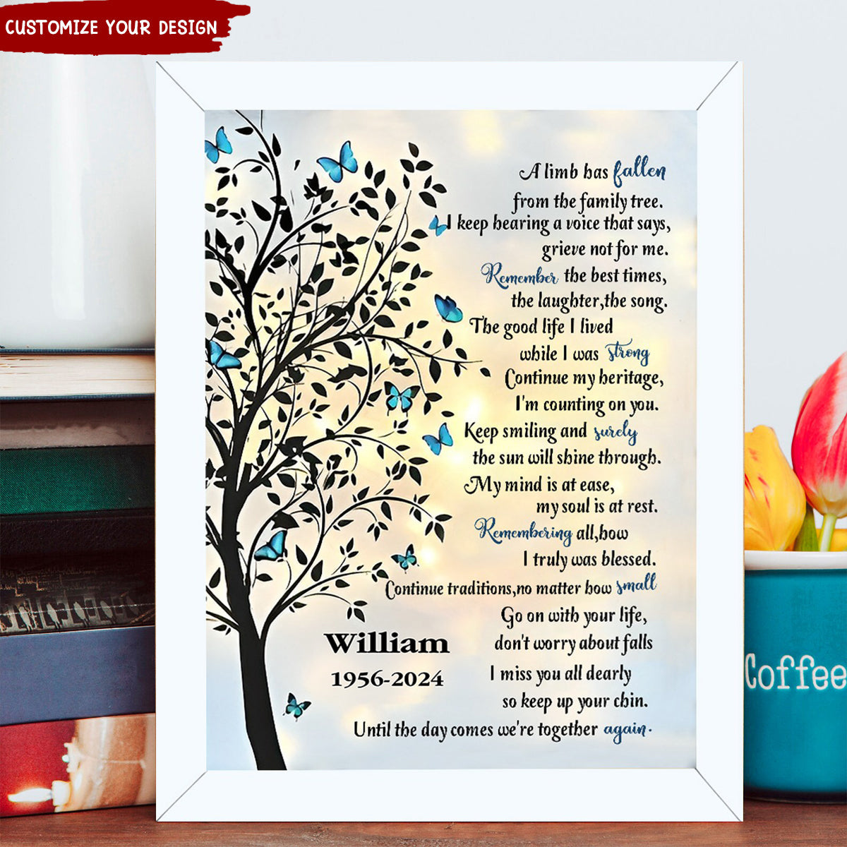 A Limb Has Fallen From The Family Tree-Personalized Memorial Butterfly Shadow Box