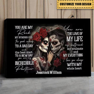 Sugar Skull Personalized Canvas - Gifts For Couples