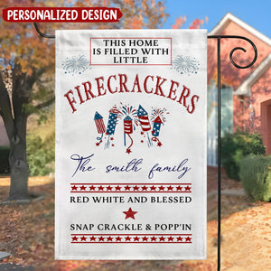 This Home is Filled With Little Firecrackers 4th Of July Personalized Garden Flag