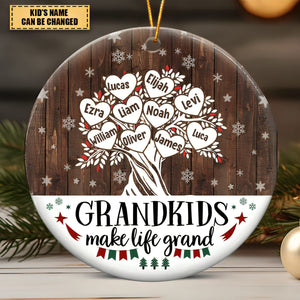 Grandkids Make Life Grand - Gifts for Grandma Personalized Ceramic Ornaments