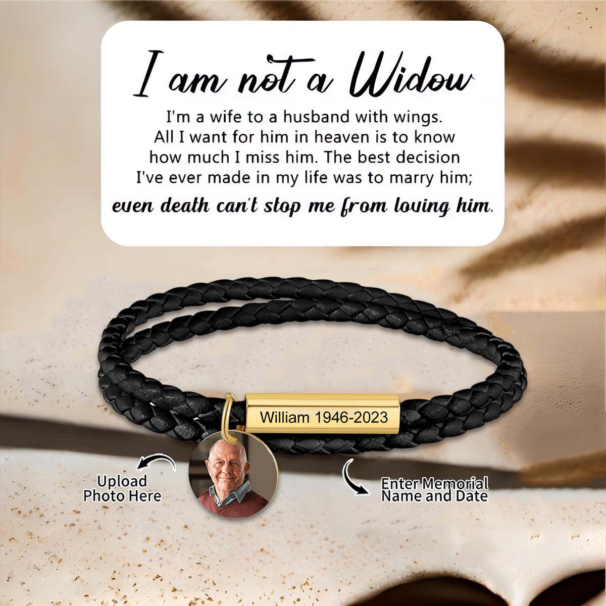 Personalized Memorial Upload Photo Leather Bracelet