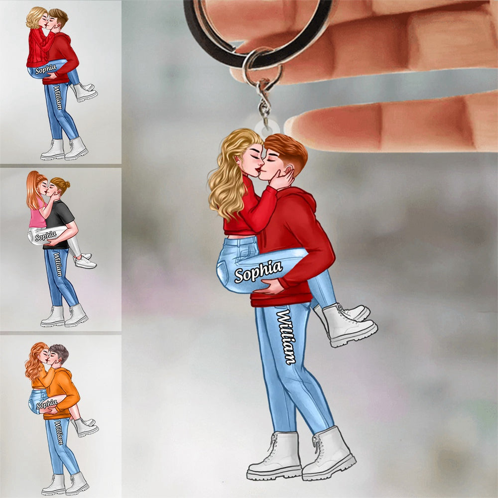 Personalized Couple Kissing Acrylic Keychain - Gift For Couples