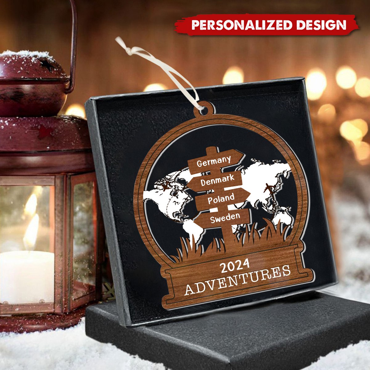 Personalized Travel Adventure Ornament,Traveling Destination Ornament