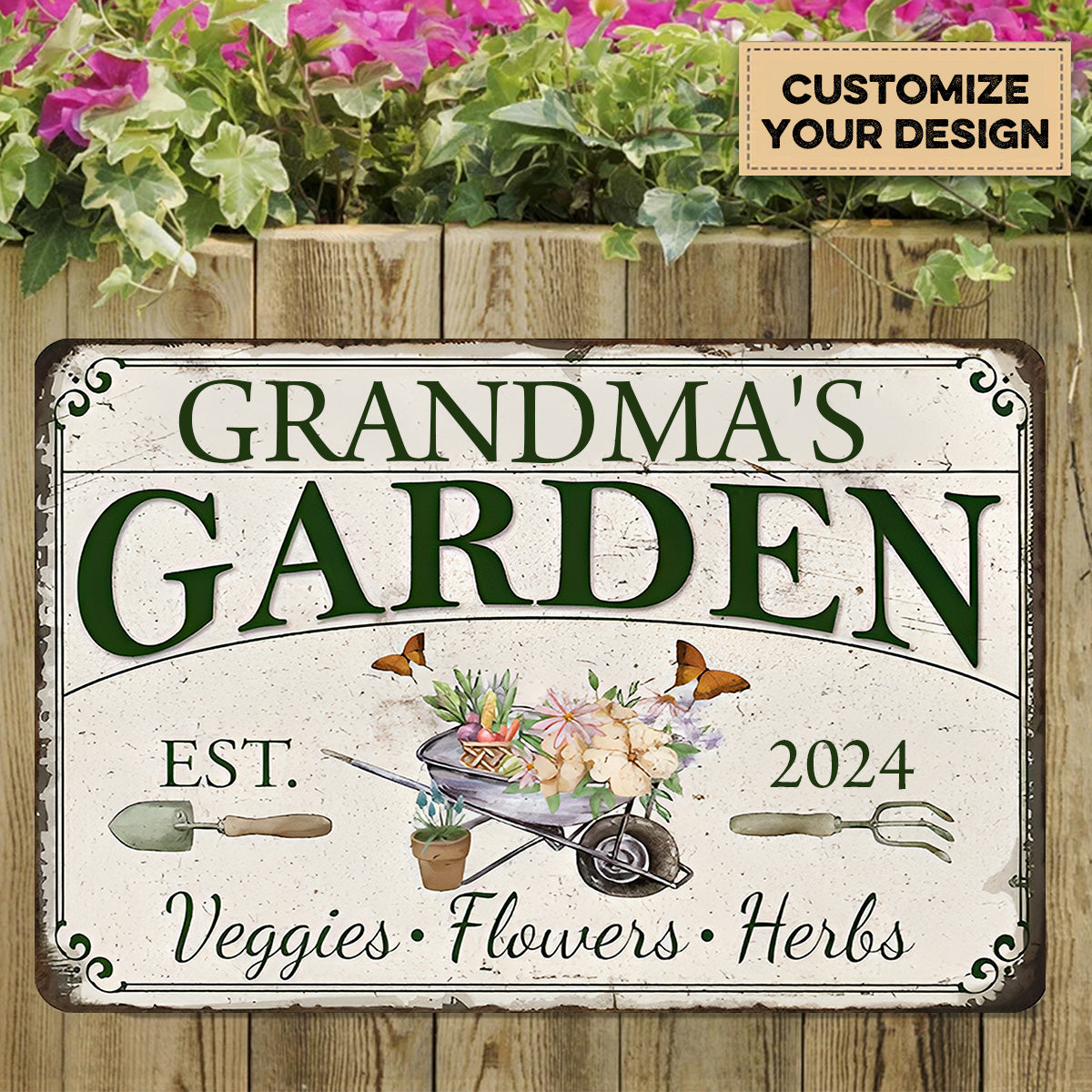 Personalized Veggie Flower Garden Metal Sign - Woohops