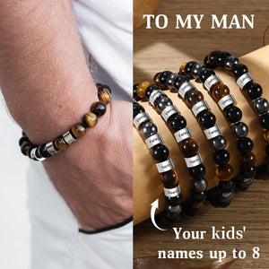 Personalized 1-8 Kids Names Man Bracelet - Gift For Dad/Grandpa