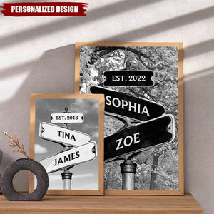 Personalized Vintage Road Sign Couple Anniversary Poster