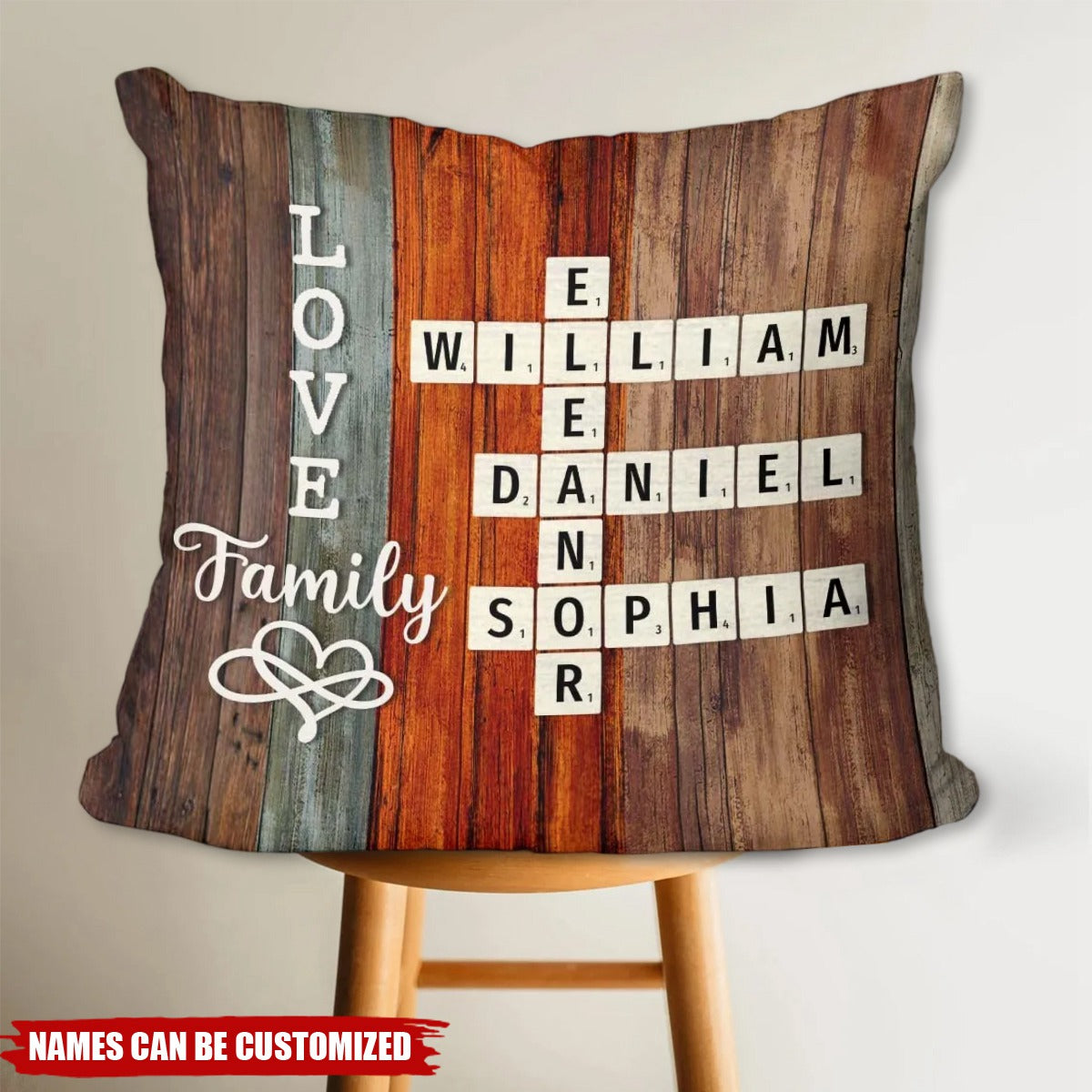 Personalized Family Crossword Puzzle Pillow