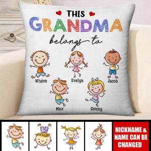 This Grandma Mom Belongs To Cute Kids Personalized Pillowcase