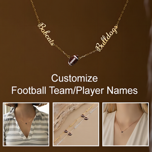 Personalized Name & Football Charm Necklace - Gift For Football Fans