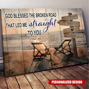 God Blessed The Broken Road – Gifts For Couple Personalized Poster