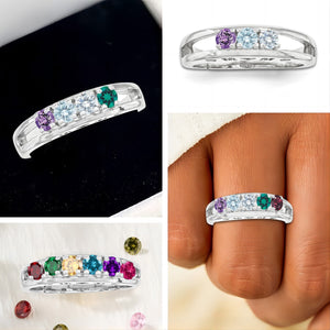 Personalized Family 1-7 Birthstones Ring-Gift For Mom