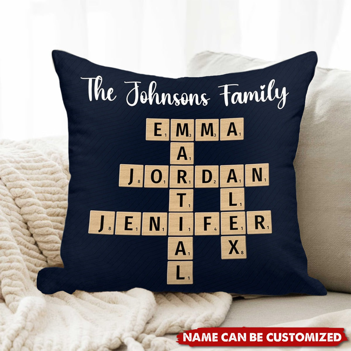 Personalized Family Crossword Puzzle Pillow - Gifts For Your Family