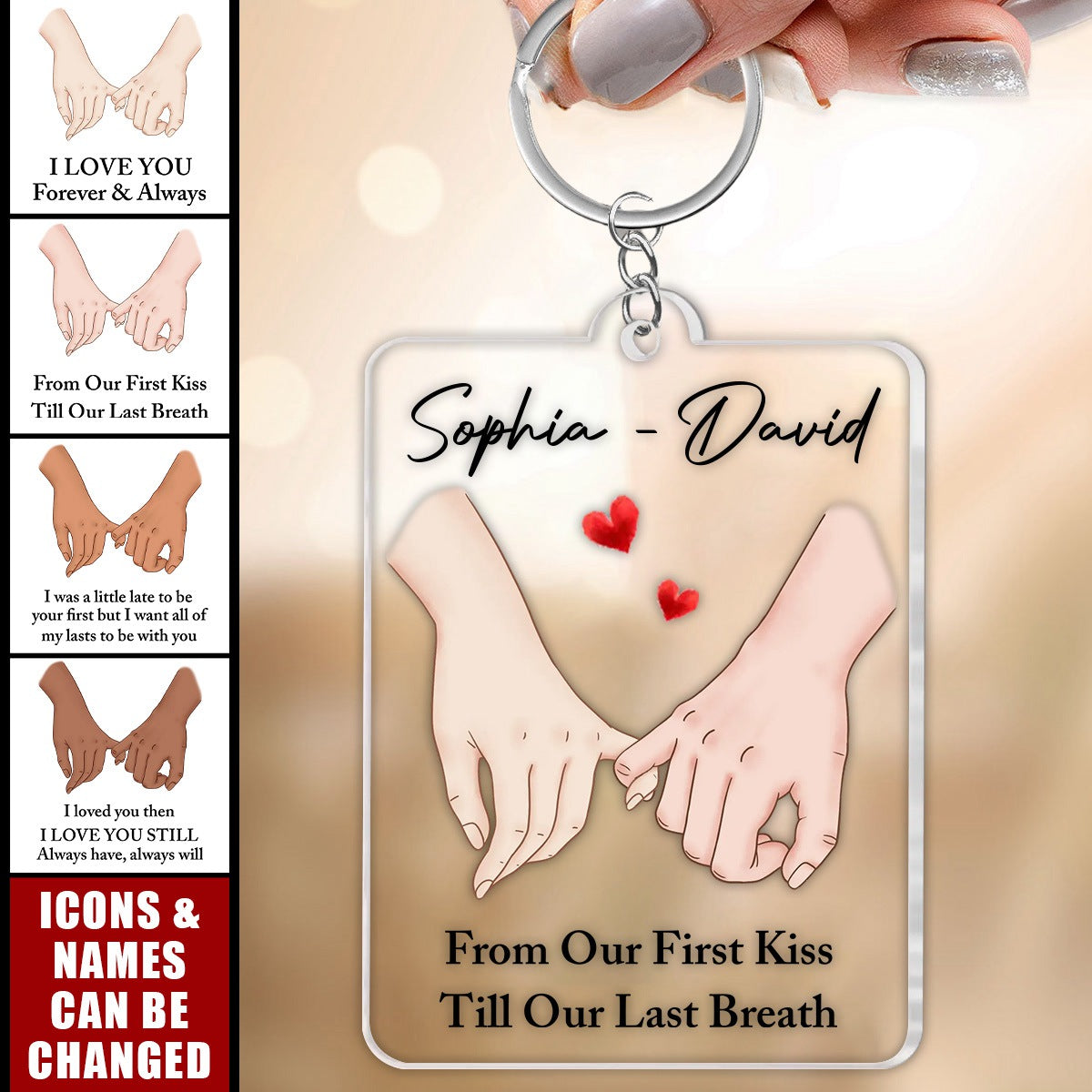 Love You Forever & Always Personalized Couple Keychain