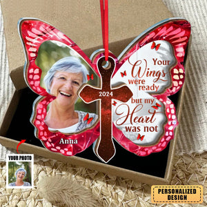 In Memory Of Personalized Butterfly Ornament-Upload Photo