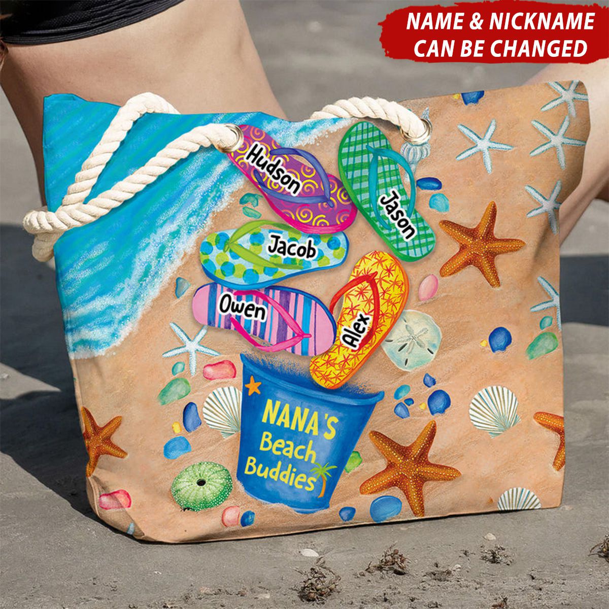 Nana's Beach Buddies Summer Flip Flop Personalized Beach Bag