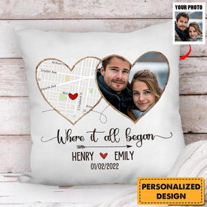 Where It All Began-Personalized Upload Photo Pillowcase,Gift For Couple