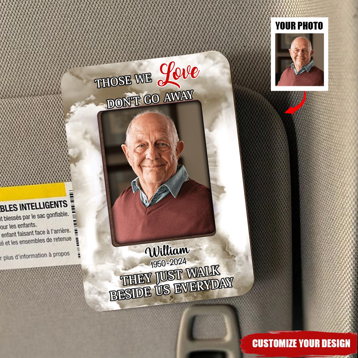 Personalized Insert Photo Memorial Car Visor Clip