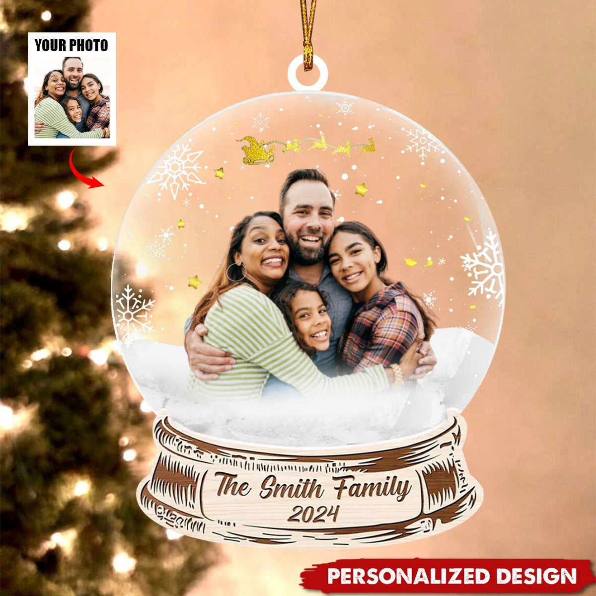 Personalized Custom Photo Family 2024 Christmas Ornament