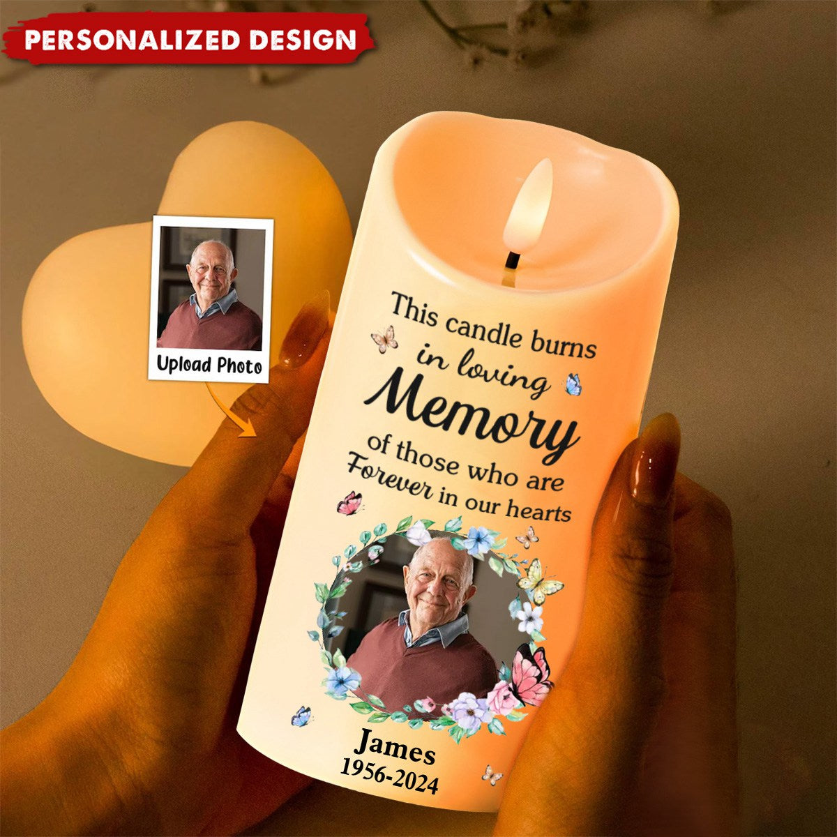 Custom Photo Memorial Personalized Custom LED Candle