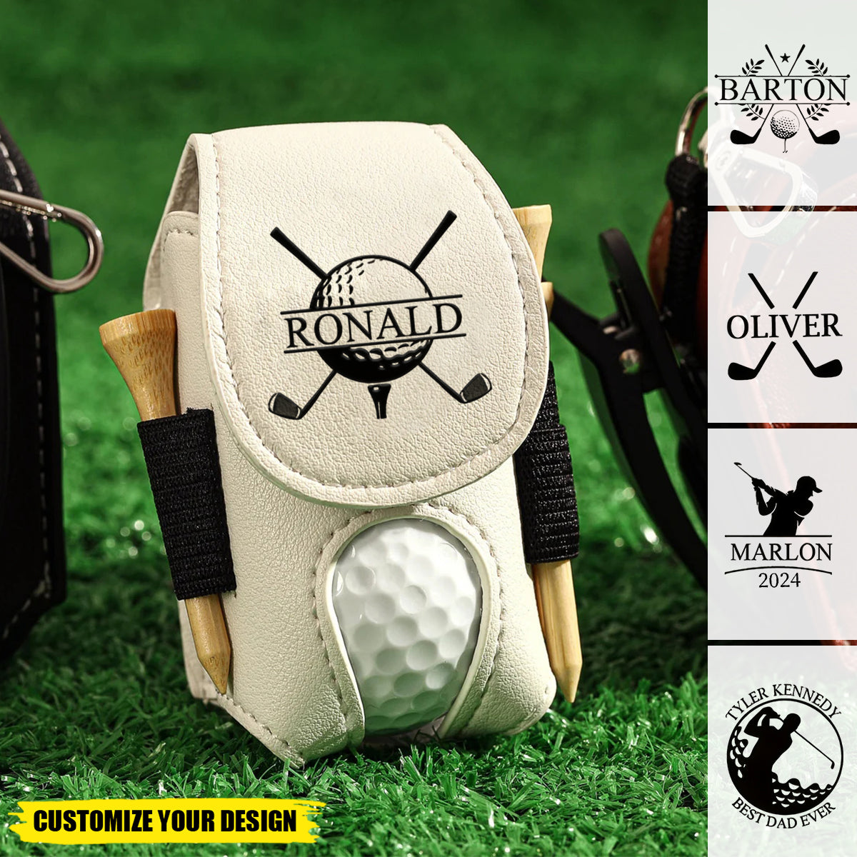 Personalized Pouch Leather Golf Ball Bag - Gift For Golf Lovers