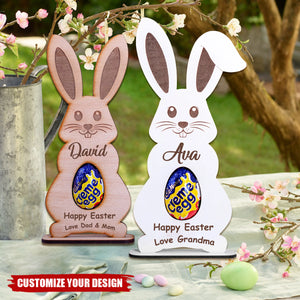 Personalized Easter Bunny Chocolate Eggs, Cream Egg Holder Kinder Hunt Gifts