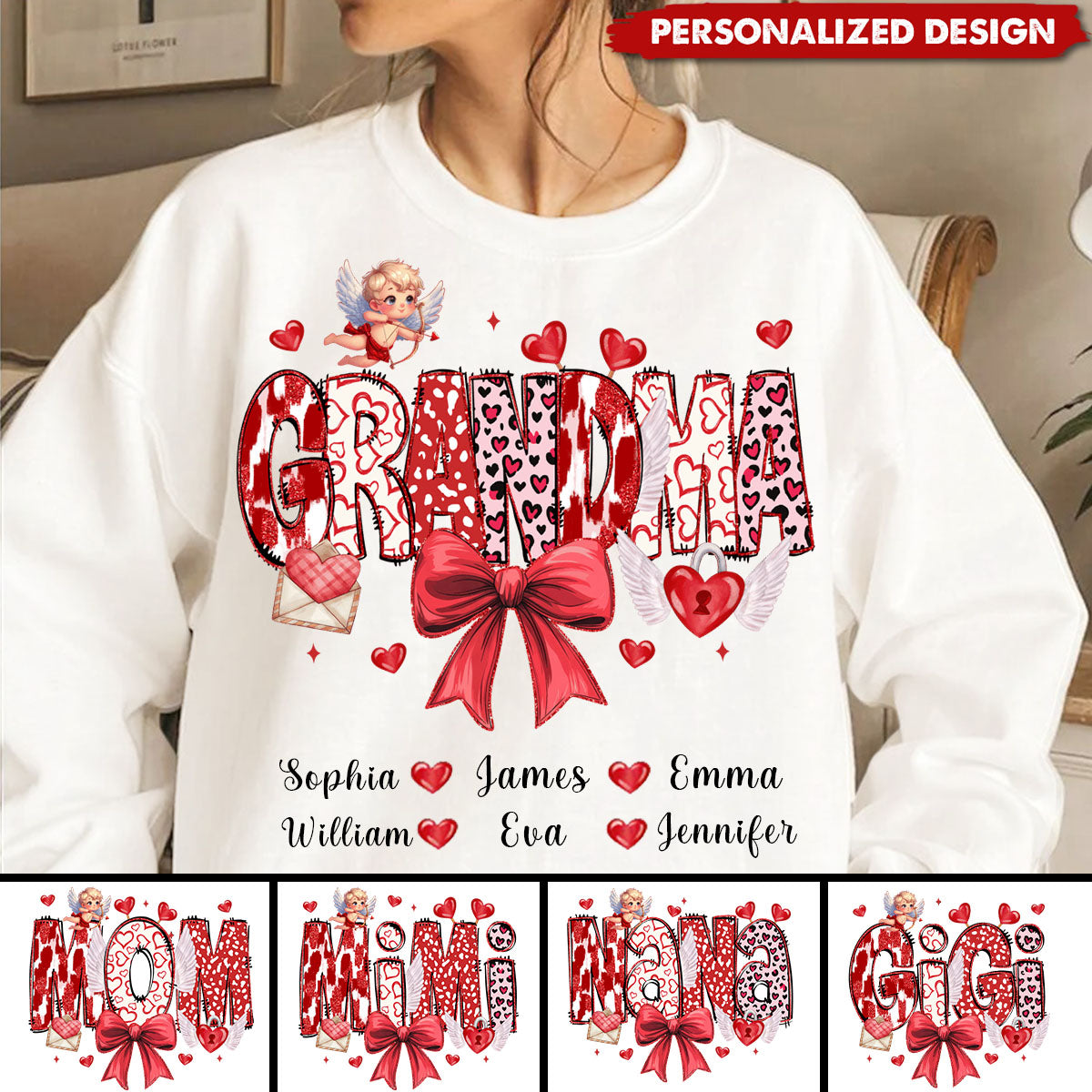 Grandma/NaNa With Kids Sweatshirt Valentine Gifts