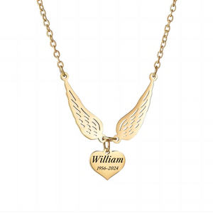 Personalized Custom Name Date Wing Memorial Necklace - Gift For Christmas