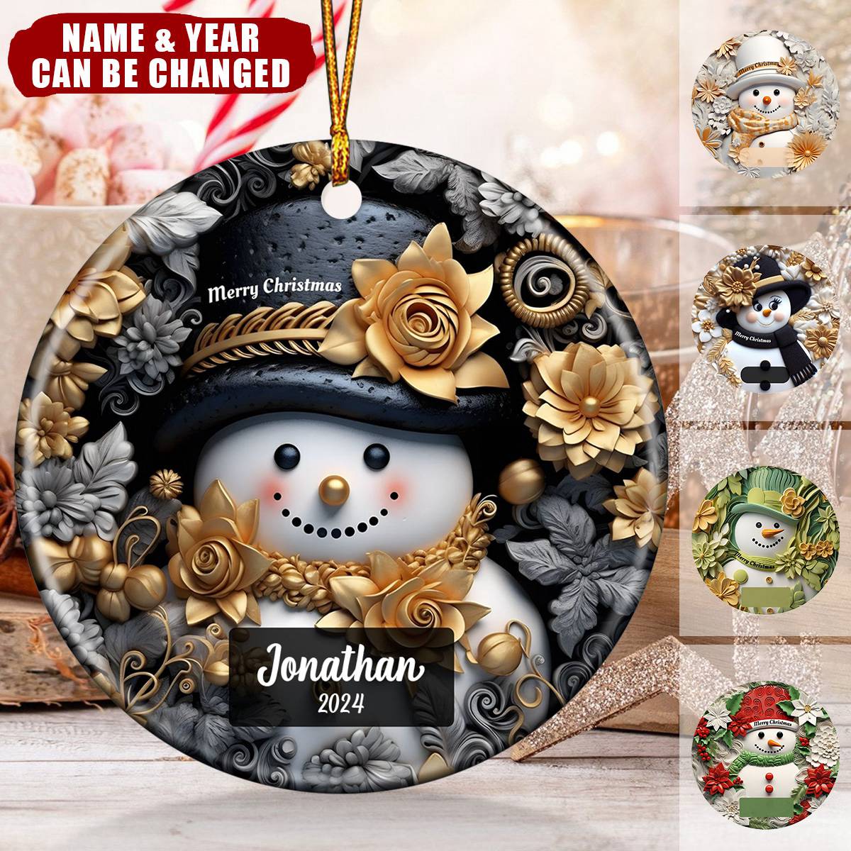 Snowman Christmas Ornament Sublimation Designs Christmas Ornament