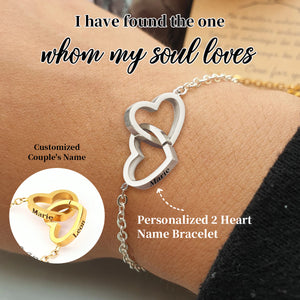 Personalized Name  Heart Shaped Couple Bracelet