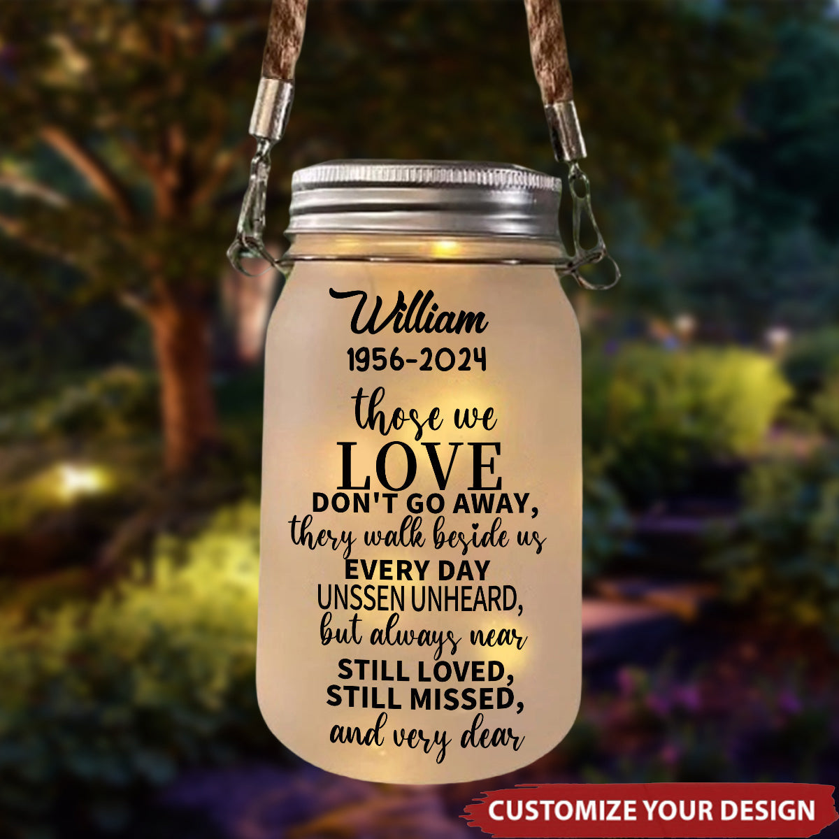 Those We Love Don't Go Away Memorial Gift Mason Jar Light