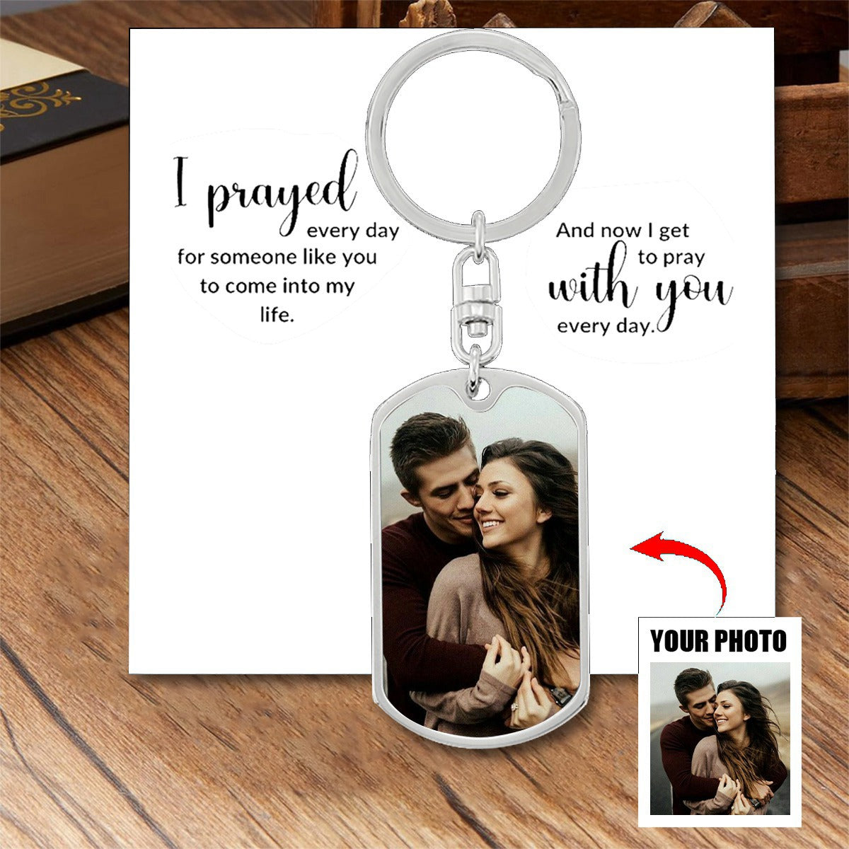 Personalized Custom Text and Photo Keychain - Gift For Couple