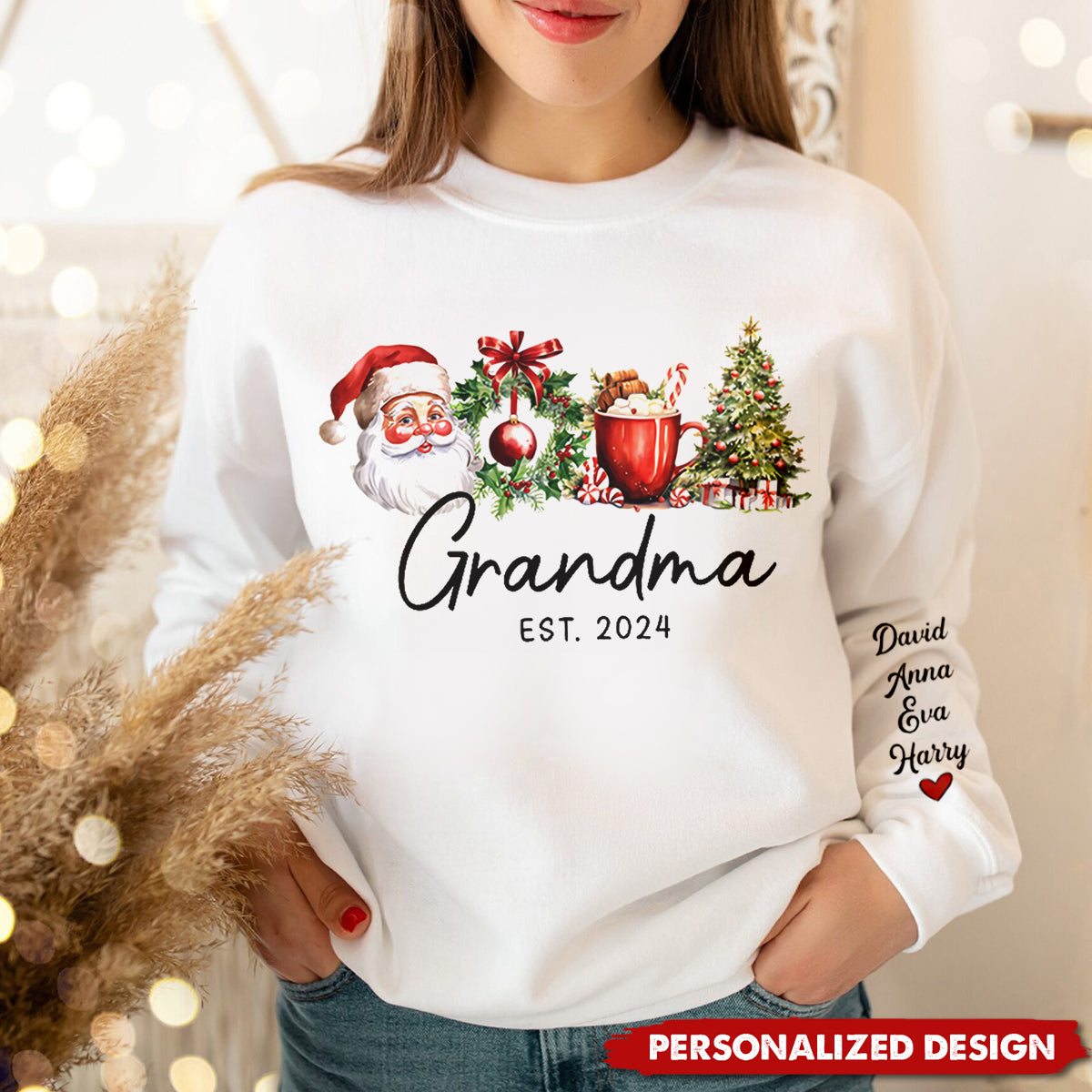 2024 Santa Claus Christmas Grandma With kids Sweatshirt