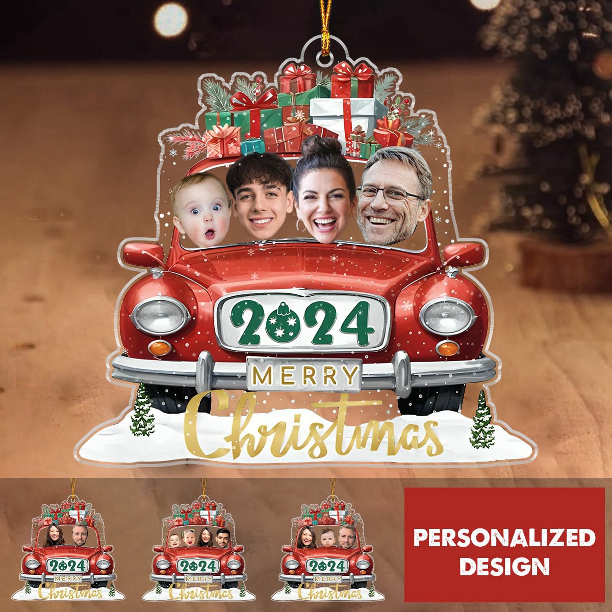 Enjoying Christmas - Personalized Family Ornament-Upload Photo