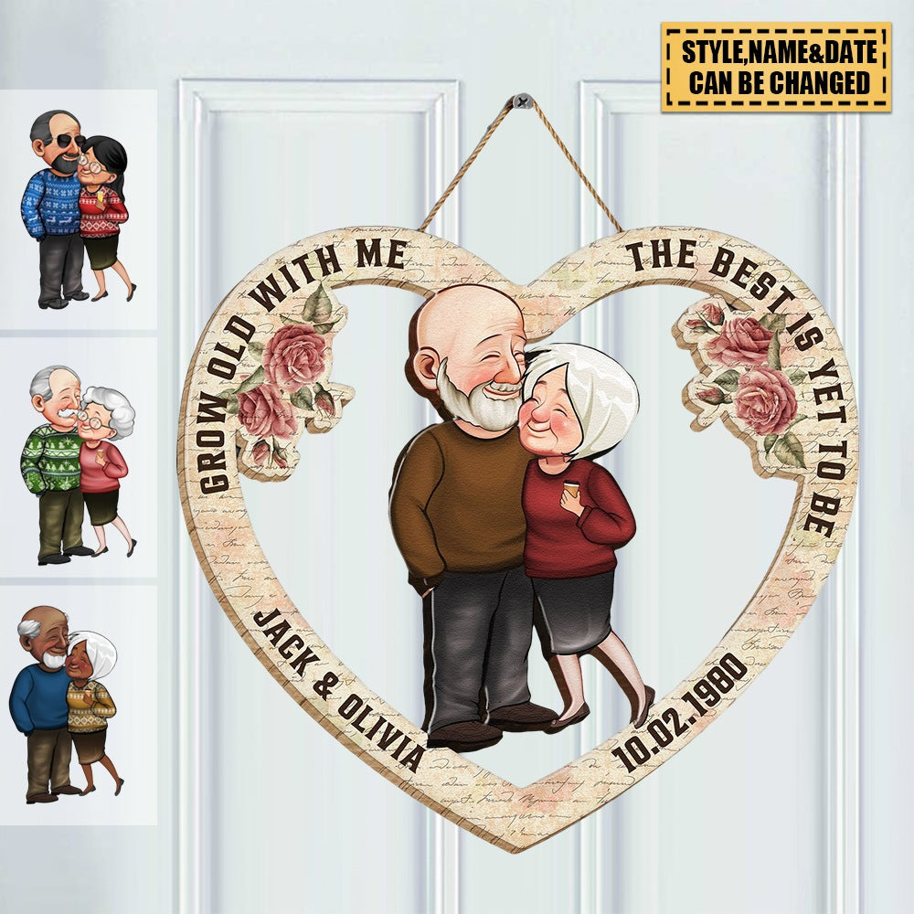 Grow Old With Me Old Couples Anniversary - Personalized Wood Sign