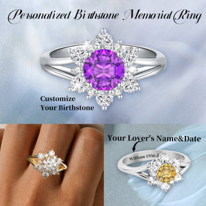 Memorial Personalized Birthstones Name Ring