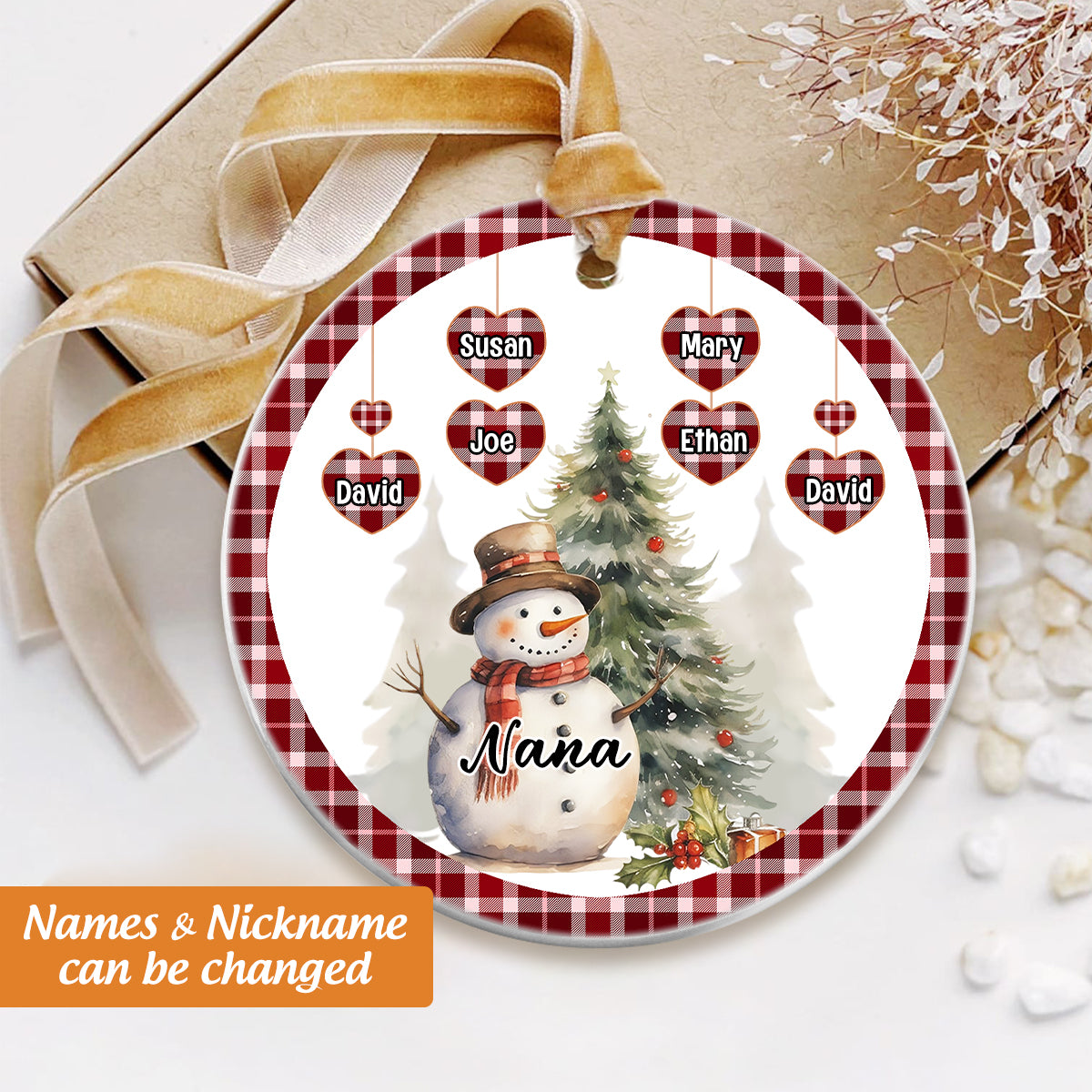 Gift For Grandma - Personalized Christmas Snowman Ornament