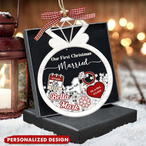 Our First Christmas Married-Personalized Acrylic Wedding Couple Ornament