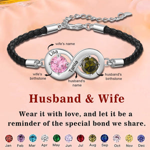 Personalized Couple Infinity Bracelet With 2 Birthstones