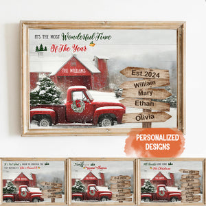 Family is The Greatest Christmas Gift-Personalized Vintage Snow Truck Poster