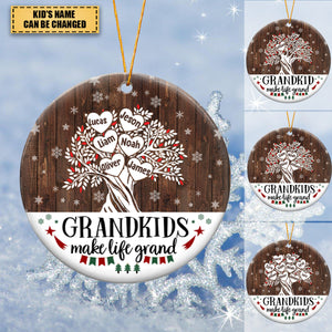 Grandkids Make Life Grand - Gifts for Grandma Personalized Ceramic Ornaments