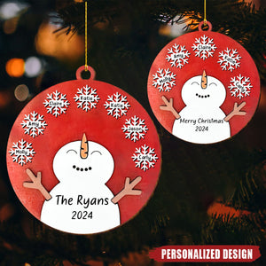 Snowman Snowflake Personalized Wooden Family Ornament