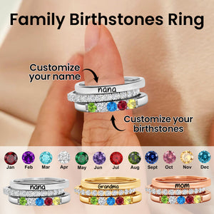 Personalized Family Birthstones Ring - Gift For Grandma/Mom