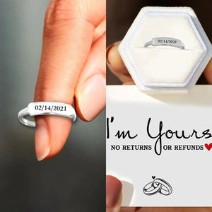 Personalized Initials Delicate Dainty Bar Ring - Gift For Couple