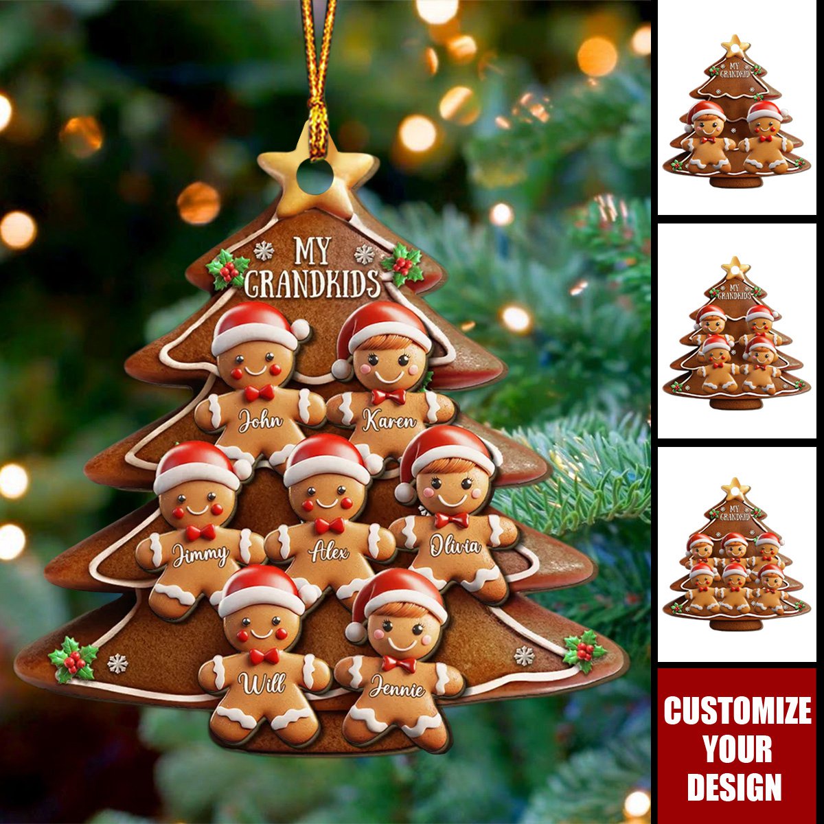 Gingerbread Family - Personalized Custom Acrylic Ornament