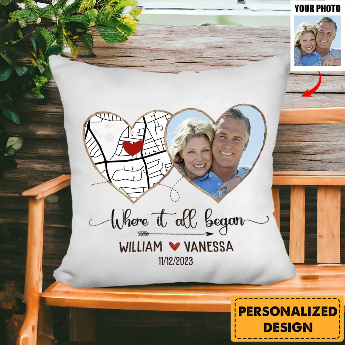 Where It All Began-Personalized Upload Photo Pillowcase,Gift For Couple